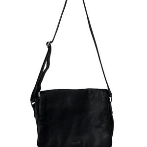 Tignanello Black Leather Foldover Crossbody Bag